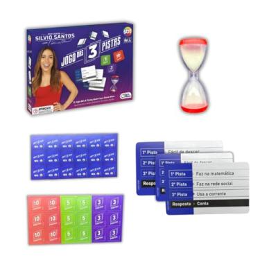 Imagem de Jogo das 3 Pistas Oficial SBT Educativo com Cartas Ampulheta e Fichas