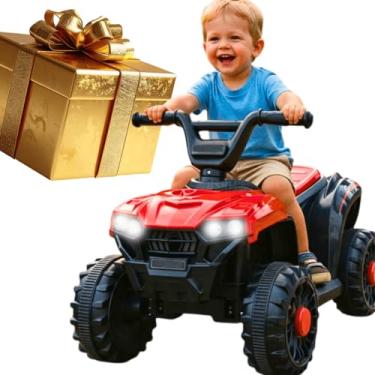 Imagem de Quadriciclo Elétrico Infantil 6V menino menina 3 anos Art Brink com Bateria Recarregável Marcha à Frente e Ré Veículo Motorizado som musica luzes farol (Vermelho)