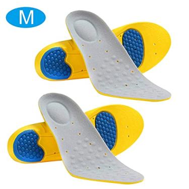 Imagem de Palmilhas esportivas Massagem Gel Almofada Amortecimento Engrossar Absorver Suor Desodorizar Conforto respirável para tênis de futebol de verão ao ar livre claro de ameixa (Pano azul claro tamanho M)