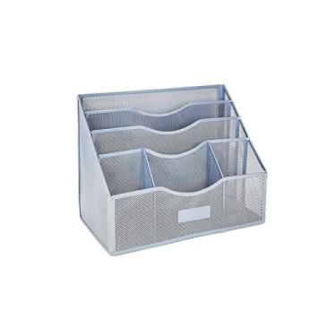Imagem de Escritório Organizador de pasta arquivo vertical, classificador arquivos para documentos revistas em papel Organizador de mesa(Silver)