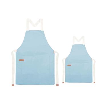 Imagem de Avental Infantil e Adulto Azul Claro Algodao Cozinha Artes Pais e Filhos