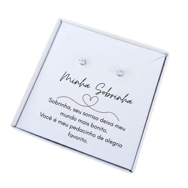 Imagem de Brinco ponto de luz aço - Caixa presente com frase Sobrinha