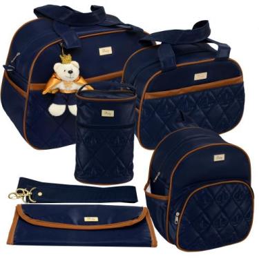 Imagem de Kit mala bolsa maternidade menino 5 peças luxo - Isadora baby