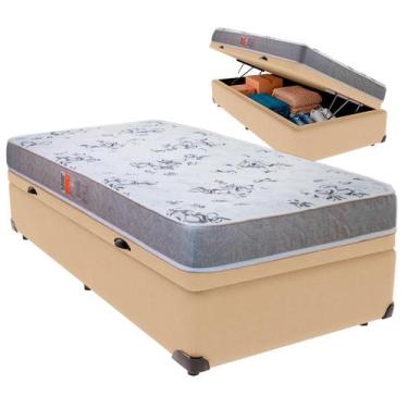 Imagem de Cama Box Baú Solteiro e Colchão Pro-Life D28 Colchobel Ocre