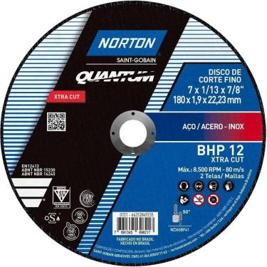 Imagem de Disco Corte 180mm X 1,9mm X 22,2 Mm Bhp-xtra Cut Para Aço Inox Alta Performance 66252849235,norton Ostenvonder