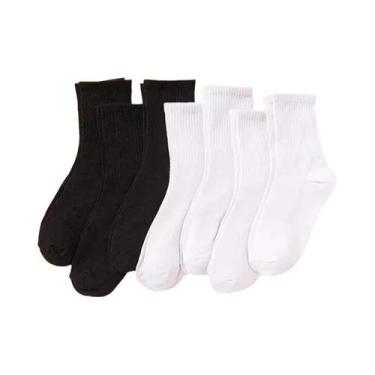 Imagem de Meias Esportivas Femininas De Comprimento Médio Respiráveis Pretas E B