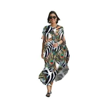 Imagem de Vestido Kaftan De Praia Com Botões Para Mulheres plus Size, Saída De P