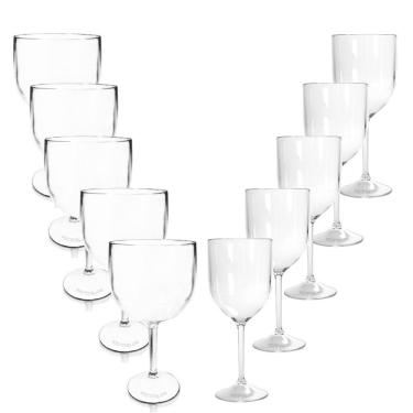 Imagem de Kit 5 Taças Gin E 5 Taças Vinho Acrílico Krystalon