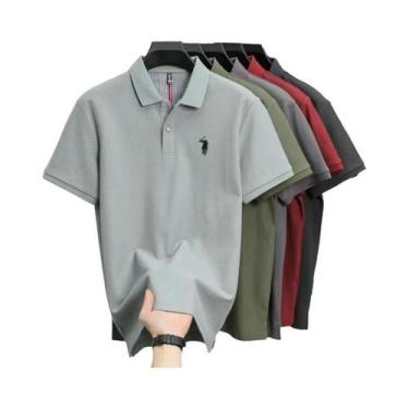 Imagem de Camisa Polo Masculina De Algodão Respirável Com Bordado, Manga Curta, 