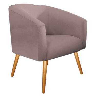 Imagem de Poltrona Luiza Pés Palito Mel Linho Rosê