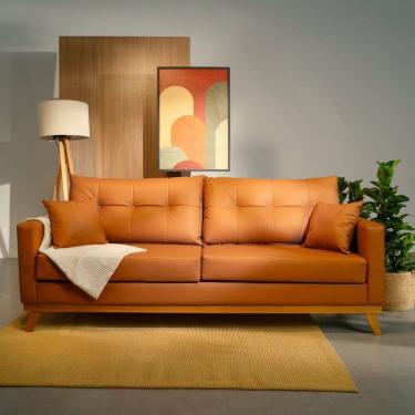 Imagem de Sofá 2 Lugares 200cm Soul Cabecasa Madeiraoriginals Courino Caramelo