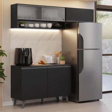 Imagem de Armário de Cozinha Compacta 200 cm Preto Nice Madesa 09 XA, Preto