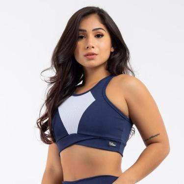 Imagem de Top Fitness Nadador Feminino Academia Treino Yoga Viére - Vière, Azul 