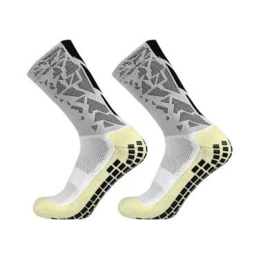Imagem de Meias De Futebol Antiderrapantes Com Grip De Silicone - NONE, Branco