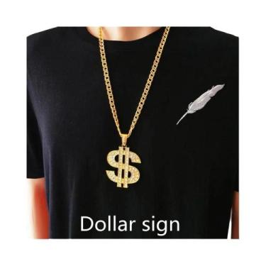 Imagem de Colar Masculino Grande De Corrente Grossa Em Acrílico Dourado, Estilo 