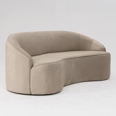 Imagem de Sofá Curvo Montserrat 150cm 02 Lugares Veludo Bege Palha - Nexta Casa