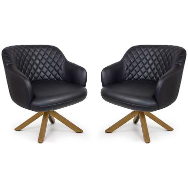 Imagem de Kit 02 Poltronas Jade Tressê Giratória Giromad Corano Black - Nexta Casa