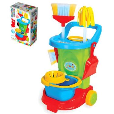 Imagem de Carrinho de Limpeza Infantil Completo  Brinquedo Educativo com Acessór