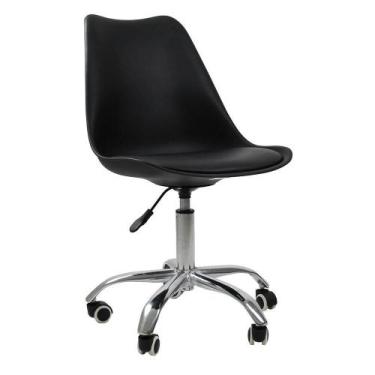 Imagem de Cadeira Office Base Cromada Com Rodízio Giratória Saarinen Preto - Ofi