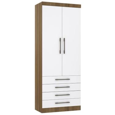 Imagem de Guarda Roupa Modulado 90cm 2 Portas 4 Gavetas Delphi Avelã/branco L01 - Mpozenato