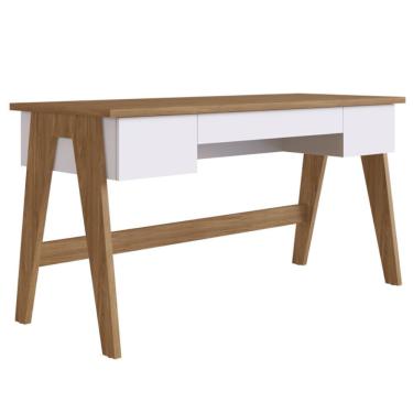 Imagem de Escrivaninha Retangular Trend Contemporâneo 3 Gavetas MDF 150CM Branco