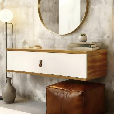 Imagem de Penteadeira Suspensa 90cm 1 Gaveta Quarto Lila Cinamomo/branco Z49 - Mpozenato