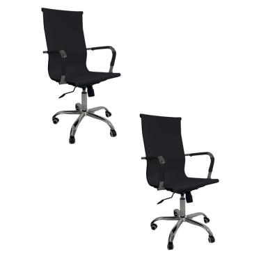 Imagem de Kit 2 Cadeira Escritório Esteirinha Oficial Alta Preto Preto