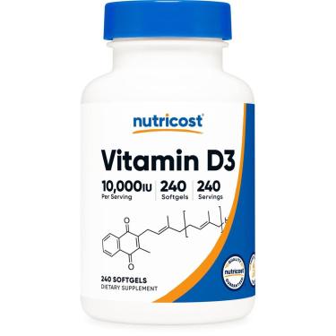Imagem de Suplemento Nutricost Vitamina D3 10.000 UI 240 cápsulas-Unissex