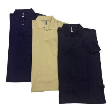 Imagem de Camiseta Gola Polo Básica Piquet Kit 3 peças Plus Size-Masculino