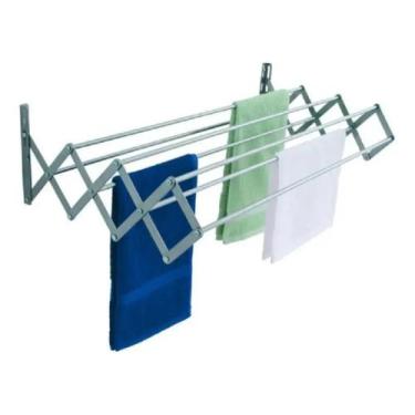 Imagem de Varal Sanfonado Parede Retrátil 60cm Alumínio Não Enferruja - Congratu
