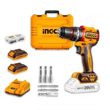 Imagem de Parafusadeira Furadeira A Bateria Ingco 66NM 13mm 20V Com maleta 2 Bat