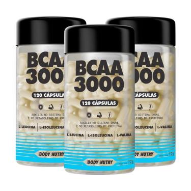 Imagem de Kit 3 BCAA 3000 120 Caps Aminoacidos L Leucina Isoleucina Valina-Unissex