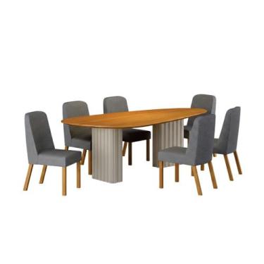 Imagem de Conjunto Sala de Jantar Ísis 2,00m com 6 Cadeiras Tampo Orgânico s/ Vi