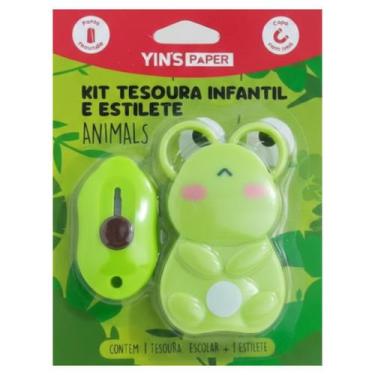 Imagem de Kit Tesoura Infantil e Estilete Animals Yins Paper  Modelos Divertidos