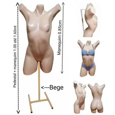 Imagem de Manequim feminino (Meio corpo Pose Cláudia Raia N.38) bege + pedestal 