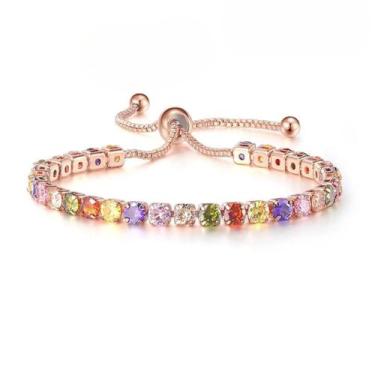Imagem de Pulseira Bracelete Feminina Zircônia Colorida Vários Modelos - Vallen 