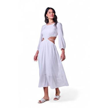 Imagem de Vestido Feminino Comprido Alça - Rabbithos, Off white, G