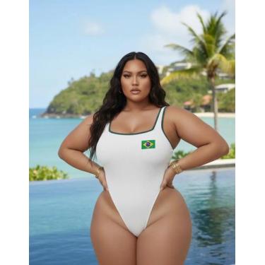 Imagem de Maiô Cavado Plus Size Feminino Brasil Copa Do Mundo Praia - Store Nath