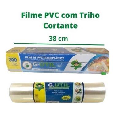 Imagem de Rolo Bobina Filme Pvc 38cm X 300 Metros Com Trilho Cortante - Sem marc