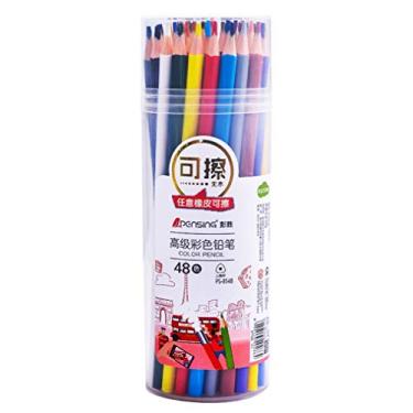 Imagem de Lápis de cor com barra triangular, 48 cores, pintura de grafite pode apagar lápis