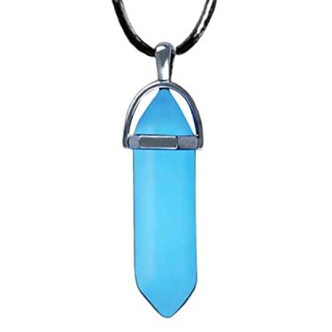Imagem de Mosichi Colar para mulheres joias modernas, corda preta luminosa colar feminino imitação pedra da lua natural hexagonal fio envolto colar pingente colar acessórios de joias, Zinco, Sem Pedra Preciosa