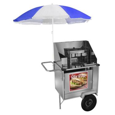 Imagem de Carrinho Hot Dog Simples com Rodas Pneumáticas e Guarda Sol - Cefaz