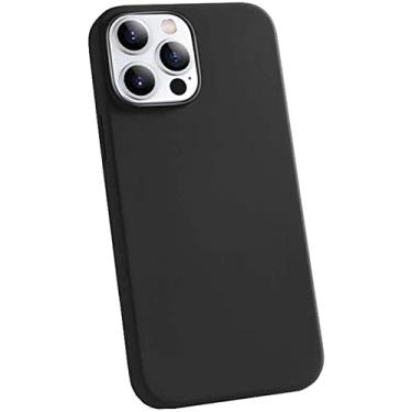 Imagem de HAODEE para Apple iPhone 13 Pro (2021) capa de silicone líquido de 6,1 polegadas, capa de telefone traseira totalmente embalada à prova de choque [proteção de tela e câmera] (cor: preto)