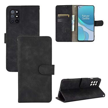 Imagem de HONGYAN Capa de telefone Para oneplus 8t cor sólida pele sente fivela magnética horizontal flip bezerro textura pu estojo de couro com suporte e cartão slots e carteira Capa protetora
