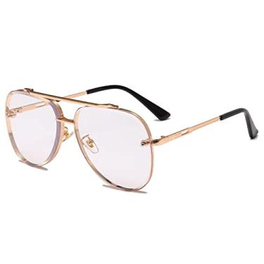 Imagem de Óculos de Sol Piloto Clássico Design Masculino Cool Óculos de Sol Vintage Feminino Sombras UV400 Óculos De Sol, Dourado Transparente, A