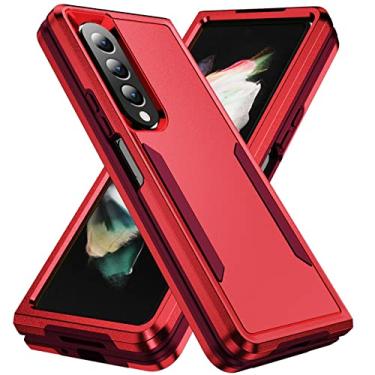 Imagem de Capa dobrável de proteção dura fosca para Samsung Galaxy Z Fold 4 5G Fold4 Zfold4 Capa anti-choque para Samsung Z Fold 4 Capas, vermelha, para Samsung Z Fold 4