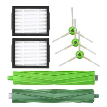 Imagem de Tingpai Pacote de 7 Kit de acessórios de substituição Conjunto de fer mentas pa o aspi dor Roomba i7 i7 + / i7 Plus E5 E6 E7-2 escovas late is + 2 filtros + 2 escovas rolantes