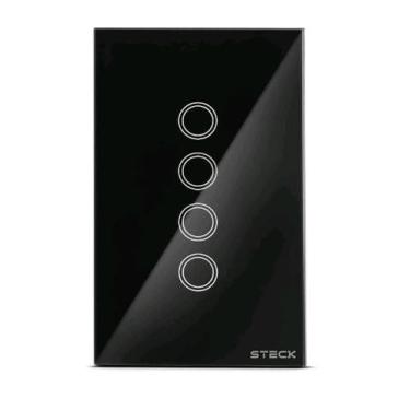 Imagem de Steck Smarteck Interruptor Inteligente 4 Módulos 4X2 Touch Preto