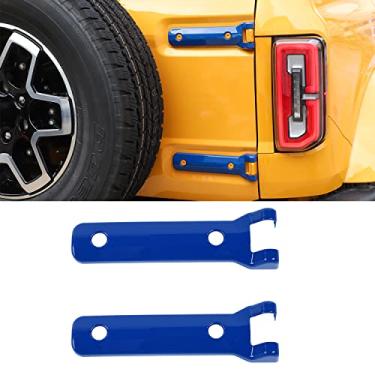 Imagem de Jeliker Tampa de guarnição da dobradiça da porta traseira decorativa exterior para pneu sobressalente acessórios para Ford Bronco 2021 2022 acessórios 2 peças azul (não para Ford Bronco Sport)