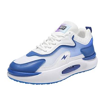 Imagem de Jueshanzj Calçados masculinos solteiros respiráveis Calçados masculinos de fundo grosso Calçados esportivos casuais azul 45